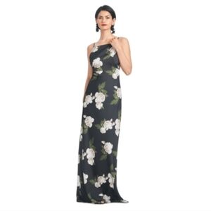Sachin & Babi Shyla Black Obsidian Blooms Gown Size 4 NWT